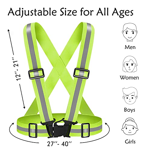 High Visibility Reflective Vest Safety Vest Running Reflective Gear Adjustable Reflective Vest for Walking,Jogging,Hiking,Night Cycling - color: Fluorescent Yellow
