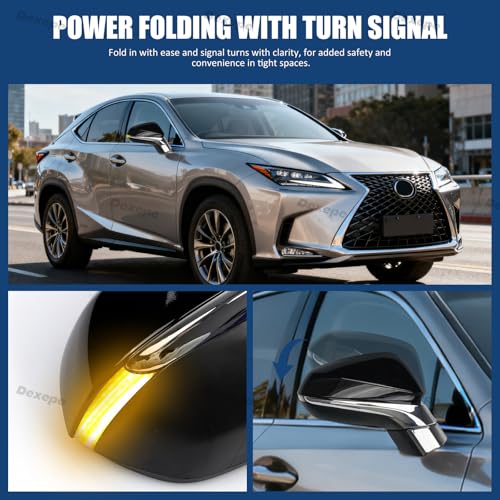 Passenger Side Mirror Assembly Compatible with Lexus RX 350 350L 450h 450hL 2016-2022 with Heated, Blind Spot Monitor, Turn Signal, Power Folding Adjust Memory Black (13 Pin Right) - size: 13Pin Right