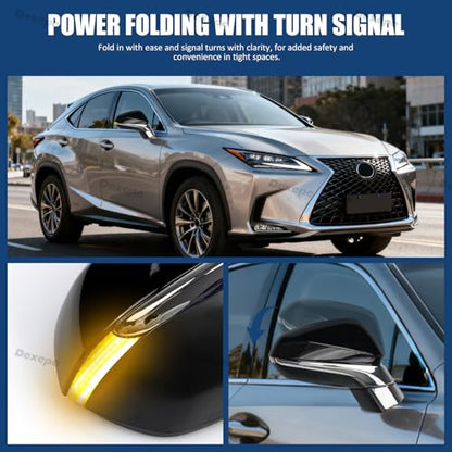 Passenger Side Mirror Assembly Compatible with Lexus RX 350 350L 450h 450hL 2016-2022 with Heated, Blind Spot Monitor, Turn Signal, Power Folding Adjust Memory Black (13 Pin Right) - size: 13Pin Right