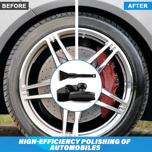 Car Tire Shine Applicator with 1 Car Interior Detailing Brush, Automotive Tire Dressing Applicator Brush with Storage Stand for Tires Detailing & Cars Wash Kit