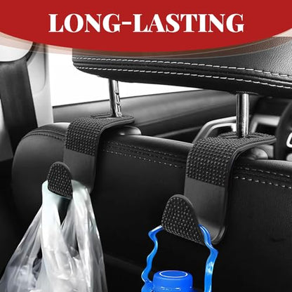 4PCS Car Hooks, Car Seat Headrest Hooks with Sparkling Rhinestone, Universal for Purse, Handbag, Grocery Bags and Coat Vehicle Accessories (Black) - color: Black