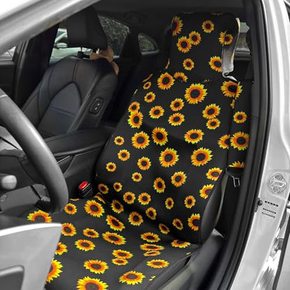 Universal Cloth Car Seat Covers Full Set with Buckle Fastening, Water-Resistant Fabric Auto Interior Protector – Fits Most Cars, SUVs, Trucks (Sunflower) - style: Sunflower