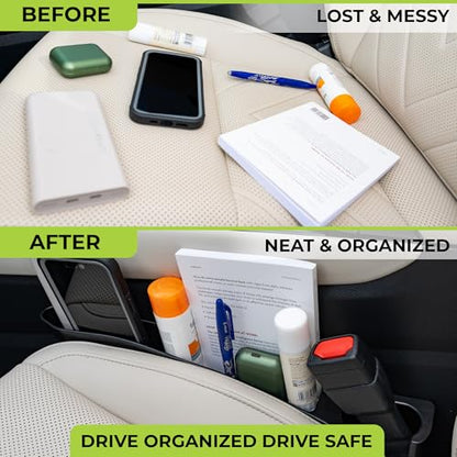 Car Seat Gap Filler organizer with Bonus interior Cleaning Brush- Universal in Between Seat Catcher for Cars,Trucks,SUV- Car Seat Gap Plug storage slot- Custom Seat Gapster- Car Seat Gap Filler Strip