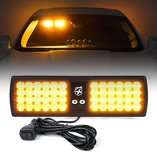 Xprite Amber 48LED Visor Strobe Flashing Lights Interior Windshield Sunshield Hazard Warning Lights for Law Enforcement Emergency Vehicles Trucks - color: Amber
