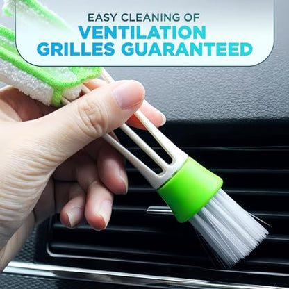 Car Vent Brush Multifunctional Cleaning Brush - Auto Vent Cleaner Tool for Car Detailing Car Interior Duster Reliable Plastic & Nylon, Handy Size, Triple Design, Compact Storage, Removable for Washing