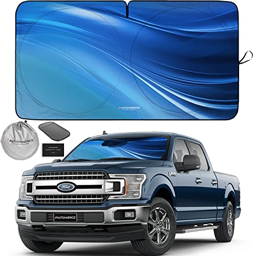 Autoamerics 1-Piece Windshield Sun Shade - Ocean Wave Foldable Car Front Window Sunshade for Most Cars SUV Truck - Heat Blocker Visor Protector Blocks Max UV Rays and Keeps Your Vehicle Cool - X-Large - color: Ocean Wave, size: X-LARGE = 66 x 36 inches
