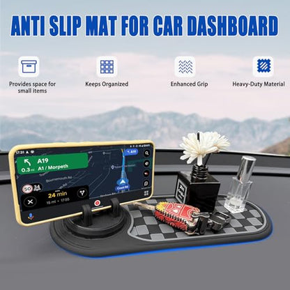 2 Pack Newly Upgraded Anti Slip Mat for Car Dashboard with Improved Phone Holder,Multifunctional Car Anti-slip Mat,360°Rotating Phone Mount,Multi-functional Support Anti-slip Pad for Sunglasses,Keys