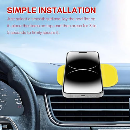 10PCS Car Dashboard Non-Slip Mat, Multifunctional Anti-Slide Sticky Pad for Auto Dashboard, Anti-Slip Dash Pad for Cell Phone, Radar Detector, Keys, Glasses, GPS, Coins (Yellow) - color: Yellow