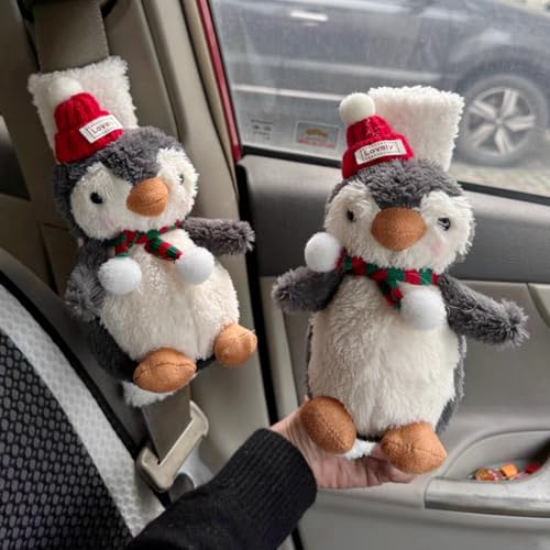 2 PCS Seat Belt Cover Pad, Cute Kawaii Animal Penguin Seatbelt Covers for Kids and Adults, Winter Plush Fluffy Soft Seat Belt Cover, Cartoon Seatbelt Cushion,Car Seat Strap Pads (G-Penguin) - color: G-Penguin