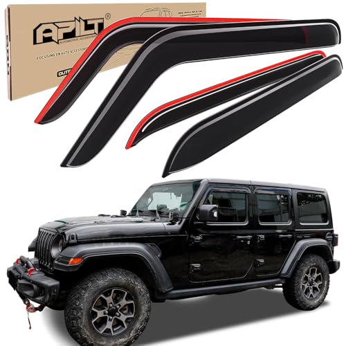 Outside-Mount Window Visors Rain Guards for Jeep Wrangler JL 2018-2026/Jeep Gladiator 2020-2026, Full-Size Wind Vent Deflectors Car Accessories Dark Smoke 4-Piece Set with Thicker - color: Medium（2020-2026 Jeep Wrangler JL/Gladiator ）
