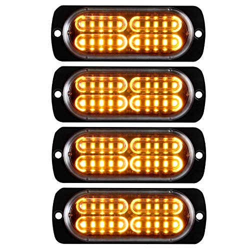 Teguangmei 12-24V 20-LED Super Bright Emergency Strobe Warning Caution Hazard Construction Waterproof Flashing Strobe LED Light Bar Surface Mount for Car Truck SUV Van (Amber) - color: Amber