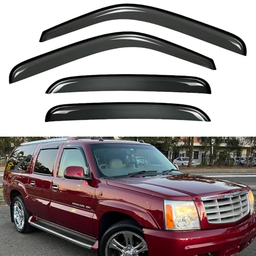 Wensdy 4pcs Side Window Wind Deflectors,Outside Mount Shade Sun rain Guards,Dark Smoke Visors for 2002-2006 Cadillac Escalade,2000-2006 Chevy Tahoe/GMC Yukon,2001-2006 Yukon Denali 94304 - size: 02-06 Cadillac Escalade