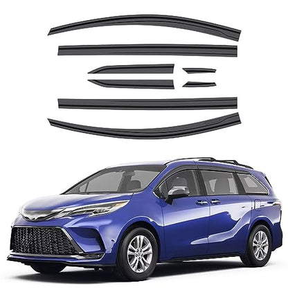 Black Rain Guards Fit for Toyota Sienna 2021 2022 2023 Tape-On Side Shatterproof Window Visor Window Deflectors, Rain Visors, 8-Piece Set - size: Fit for Toyota Sienna 2021-2023 TapeOn