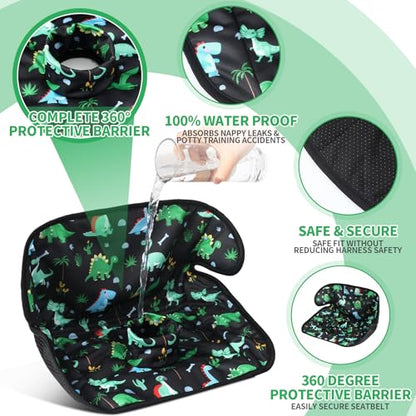 2 Pack Dinosaur Car Seat Protector for Potty Training Waterproof Piddle Pad Cover from Spillages Nappy Leaks Toilet Training Anti Slip Backing Strollers Carseat Liner for Toddlers Babies Summer - style: Dinosaur