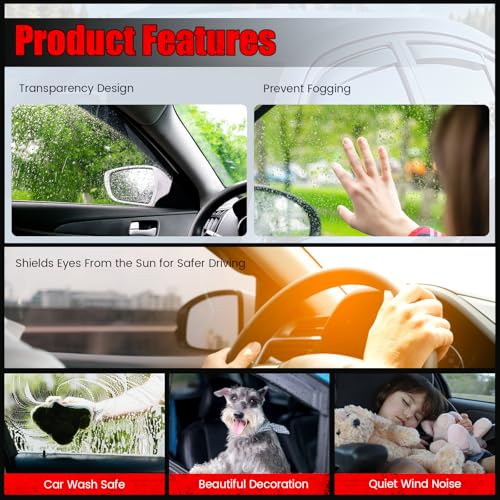IKON MOTORSPORTS in Channel Window Visors Compatible with 2013-2020 Ford Fusion, Slim Style Acrylic Smoke Rain Guards, Side Window Wind Deflectors 4PCS