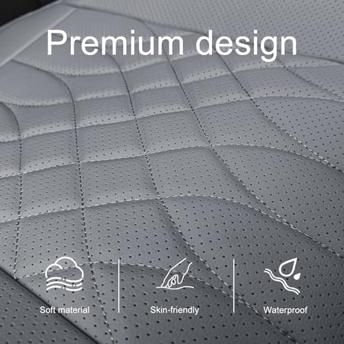 BOPUOVRE 1-Pack Leather Front Car Seat Covers - Bottom Car Seat Covers Fully Wrapped, Non-Slip and Waterproof, Fits Most Vehicles Gray - color: gray, size: 1 Piece