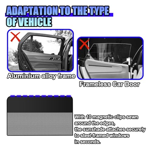 ZIMISI Car Window Shades, Magnetic Side Window Sun Shade Curtain, Half Blackout & Half See-Through UV Protection & Heat Blocking Car Window Screen, Vehicle Sun Shades for Driver Passenger (Rear) - size: Rear Windows