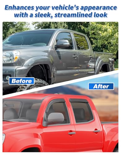 Tape-on Rain Guards Fit for Toyota Tacoma 2005-2015 Double Cab Extra-Thick Window Rain Guard Window Deflectors Window Vent Visors Truck Vent Shades Exterior Car Accessories-4PCS - size: Fit for 2005-2015 Toyota Tacoma Double Cab