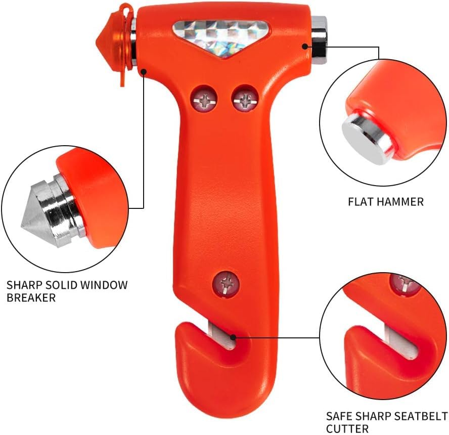 MOTORBUDDY Seatbelt Cutter and Window Breaker for Cars,Glass Breaker,Auto Escape Safety Hammer Tool Under Water,Emergency Car Safety Accessories,Truck，Vehicle - color: Red (1 Pack)