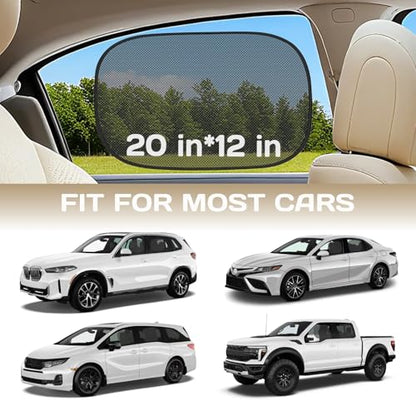 Car Window Shades for Baby, 4PCS 20"x12" Static Cling Window Shade, Window Covers for Side Front Back Windows, Blocks UV, Universal Fit, Pop Open Design - size: 4pcs Universal Car Side Shades