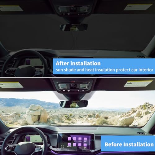 Windshield Sun Shade for VW Atlas Cross Sport Accessories Window Sunshade Fit 2018-2026 Volkswagen Atlas Front Window Shade Sun Visor Blocks UV Keep Car Cooler - size: Aa2. for Vw Atlas 2018-2026
