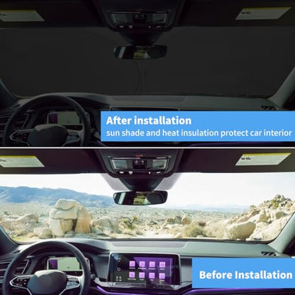 Windshield Sun Shade for VW Atlas Cross Sport Accessories Window Sunshade Fit 2018-2026 Volkswagen Atlas Front Window Shade Sun Visor Blocks UV Keep Car Cooler - size: Aa2. for Vw Atlas 2018-2026