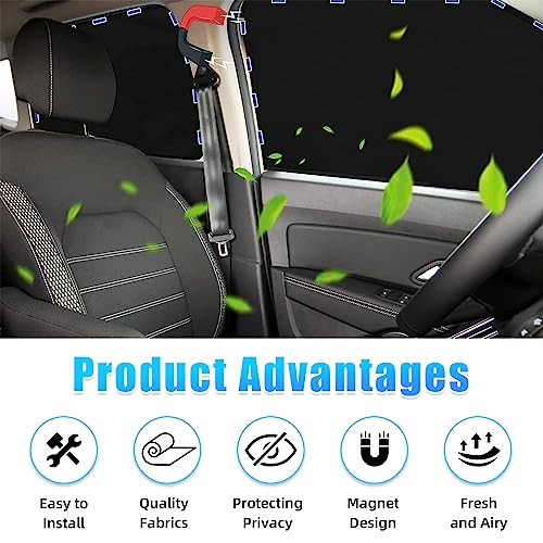 Kewucn Car Window Sun Shade, 2PCS Auto Front and Rear Windshield Curtains with Magnetic, UV Rays Protection&Sun Heat Block Car Window Covers, Universal Privacy Sunshades for Cars (Black-Front Window) - color: Black-Front Window