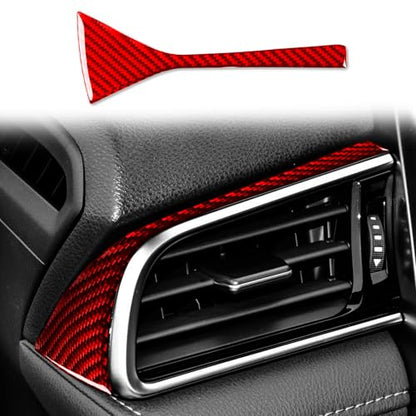 Durable Carbon Fiber Car Driver Side A/C Vents Trim Compatible with Toyota Camry 2018-2024 2019 2020 2021 2022 2023 Accessories Cover Interior Sticker Red - color: Main Driver's Air Vent