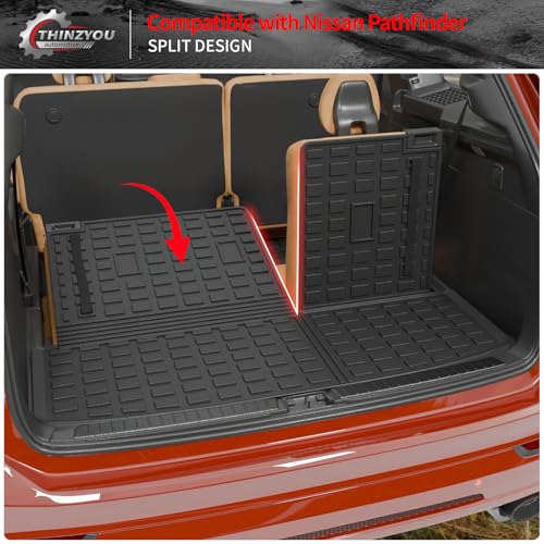 Cargo Mat Compatible with 2022-2025 2026 Nissan Pathfinder Trunk Mat Cargo Liner TPE All Weather Trunk Liner 2024 Pathfinder Accessories (Trunk Mat with Backrest Mat) - style: For Nissan Pathfinder | 2022-2026