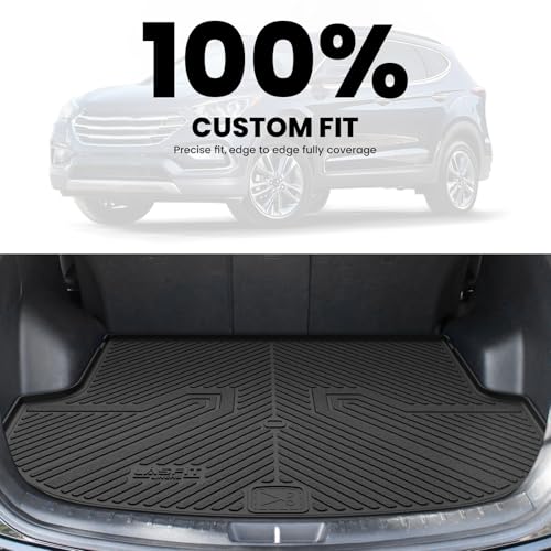 LASFIT Cargo Mat for Hyundai Santa Fe Sport 2018 2017 2016 2015 2014 2013, All Weather TPE Custom Fit Car Trunk Mats Cargo Liners Accessoires for Santa Fe Sport 2013-2018, Black - size: 2)For Hyundai Santa Fe Sport | 2013-2018 | Cargo