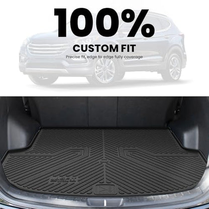 LASFIT Cargo Mat for Hyundai Santa Fe Sport 2018 2017 2016 2015 2014 2013, All Weather TPE Custom Fit Car Trunk Mats Cargo Liners Accessoires for Santa Fe Sport 2013-2018, Black - size: 2)For Hyundai Santa Fe Sport | 2013-2018 | Cargo