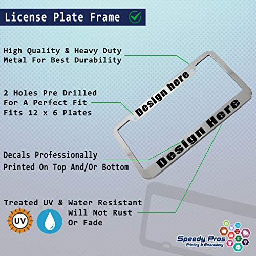 Speedy Pros Funny License Plate Frame Custom Personalized Text Zinc Cute Car Accessories License Plate Holder Chrome 2 Holes 1 Frame - color: Chrome 2 Holes