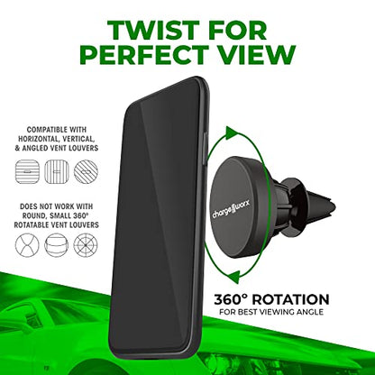 CHARGEWORX Universal Car Vent Phone Holder, Adjustable 7 Inch Extendable Cell Stand Mount for iPhone Pro Max, Samsung, Pixel & Android, 360 Rotation Secure Automobile CarMount, Black
