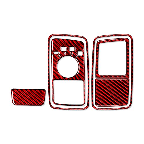 Compatible with Dodge Ram 1500/2500/3500 2013 2014 2015 Red Real Carbon Fiber Four-Wheel Drive Switch Panel Interior Accessories Red (Kit-B 6Pcs) - color: Red 11