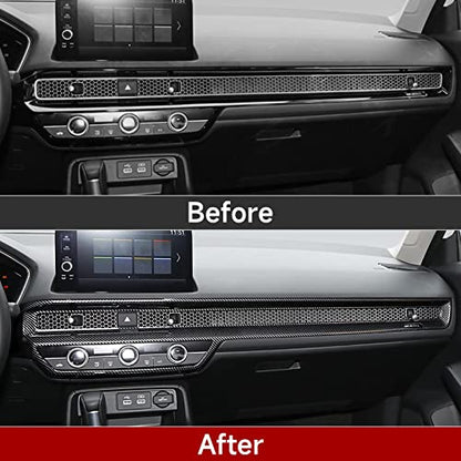 Center Console Dashboard Cover Decals for 2022-2025 Honda Civic 11th Gen Accessories ABS Carbon Fiber Interior Stickers - color: Center Dashboard Cover Trim