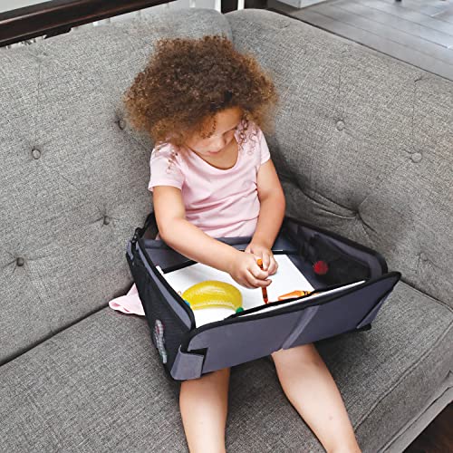 Dreambaby Snack 'N Play On The Go Activity Travel Tray Table for Toddlers with Tablet iPad Holder, Cup Holders, Snack Tray, and Storage Pockets - Road Trip Must Have