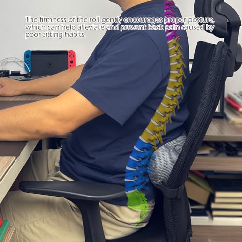 1Pcs Lumbar Roll Support Pillow Cover– Low Back Lumbar Support for Office Chair & Car Seat Back Support Cushion, Relieving Back Pain & Improving Posture,(Pillow Case Only)