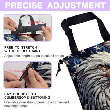 Car Trash Bag Eagle American Flag Car Garbage Bag Waterproof Car Trash Can for Back Seat with Adjustable Straps and Drawstring, Foldable Car Trash Bin for Car Accessories Vehicle Travelling Camping - color: Eagle American Flag