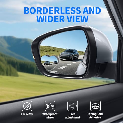 2 PCS Car Blind Spot Mirror, HD Frameless Convex Glass Angle Adjustable, Self-adhesive Back Auxiliary Reverse Mirror Wide Angle Side Mirrors Universal Car Exterior Accessories (Heart) - size: Heart