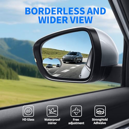 2 PCS Car Blind Spot Mirror, HD Frameless Convex Glass Angle Adjustable, Self-adhesive Back Auxiliary Reverse Mirror Wide Angle Side Mirrors Universal Car Exterior Accessories (Heart) - size: Heart