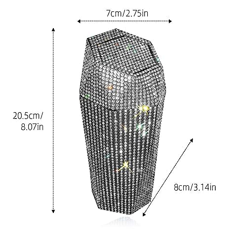Rhinestone Car Trash Can with Lid, Sparkly Garbage Can, Diamond Design Small Automatic Portable Trash Can for Automotive, Home, Office, Kitchen, Bedroom.