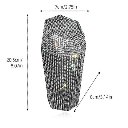 Rhinestone Car Trash Can with Lid, Sparkly Garbage Can, Diamond Design Small Automatic Portable Trash Can for Automotive, Home, Office, Kitchen, Bedroom.