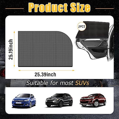 Kewucn 2 Pack Car Window Shades, Sun Rays Blocker & UV Protection for Baby Family Pet, Breathable Mesh Auto Window Covers, Elasticized Universal Window Screens for Most Cars (SUV Back 25.4''×25.2'') - size: Large SUV Back Seat