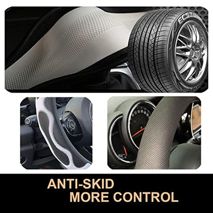 PINCTROT Large Size Comfy Grip Steering Wheel Cover, Anti-Slip Design, 15.5-15.75 Inch(Silicone White) - color: 5.White, size: Large Size[15 1/2''-15 3/4'']