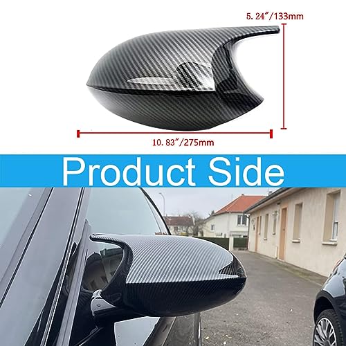 Side Mirror Cover Caps Compatible with BMW 3 Series E90 E91 (2005-2007) & 1 Series E82 E87 Pre-LCI, Rearview Door Mirror Shell Replacement for 325i 328i 330i, Carbon Fiber Look - size: Carbon Fiber Look, style: 05-07 E90