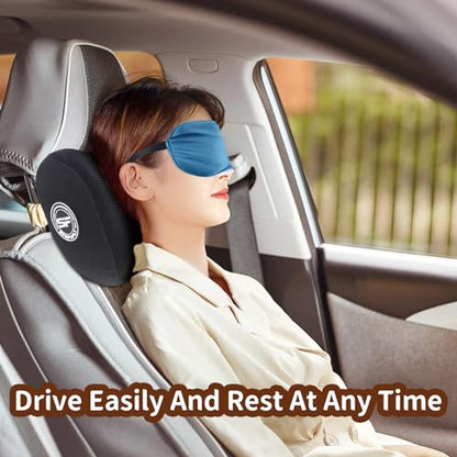2 Pack Car Headrest Pillow, Extra Soft Car Pillow, 100% Memory Foam Car Neck Pillow for Driving - Universal Fit Travel Car Rest Pillow for Pain Relief While Driving(Comes with 2 Eye Masks) - color: Pack of 2/Black/Extra Soft