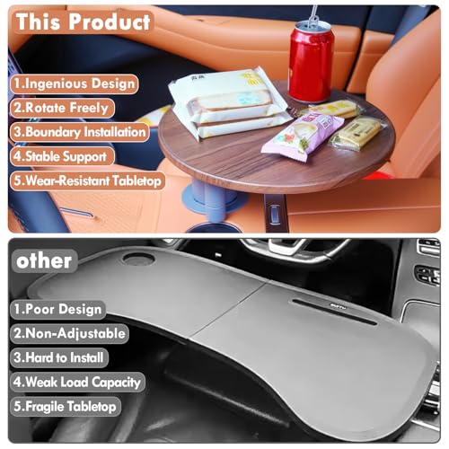 Car Tray & Car Desk for Laptop with 360° Rotating Wooden Car Laptop Mount Car Table Car Food Tray – Universal Steering Wheel Table for Tesla Model Y/3/S, Ford F-150 Explorer & Most Vehicles - size: Center Consoles Car Tray
