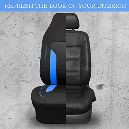 CAR PASS Bucket Car Seat Cover, Breathable 3D Air Mesh-100% Sporty Fabric Front Seats, Airbag Compatible, Universal Fit Auto SUV Truck Sedan Vans Women, High Back Two Front 2 Piece, Black Blue - color: Black Blue, size: Two Front Seats