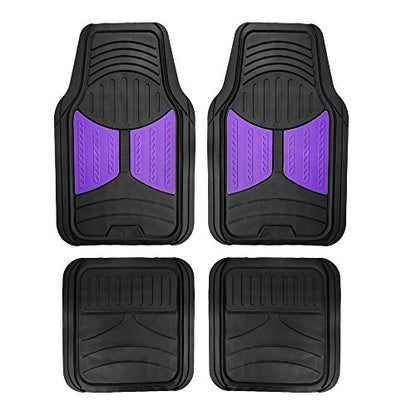 FH Group Automotive Floor Mats Purple Climaproof for All Weather Protection Universal Fit Heavy Duty Rubber fits Most Cars, SUVs, and Trucks, Full Set Trim to Fit Purple - color: Purple /Black, style: Floor Mat Set