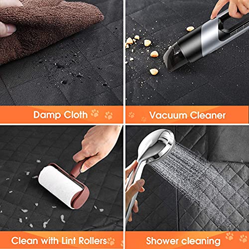 Dog Car Seat Cover for Back Seat, Waterproof Seat Protector Scratchproof Pet Hammock with 4 Bags Side Flaps, Washable Nonslip Backseat Protection for Cars Trucks and SUVs.